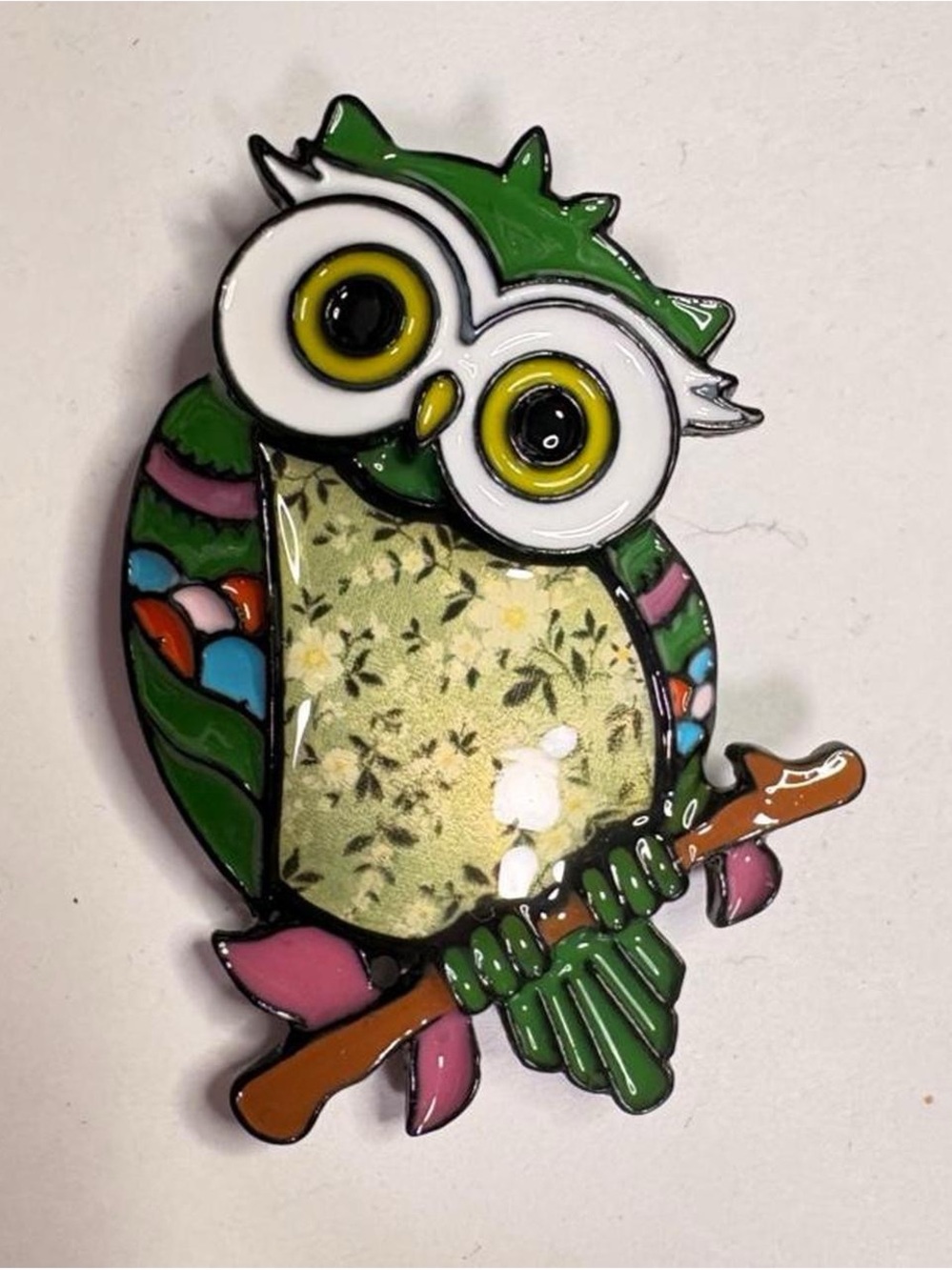 Green Owl Enamel Pin Brooch - Cute Bird Accessory